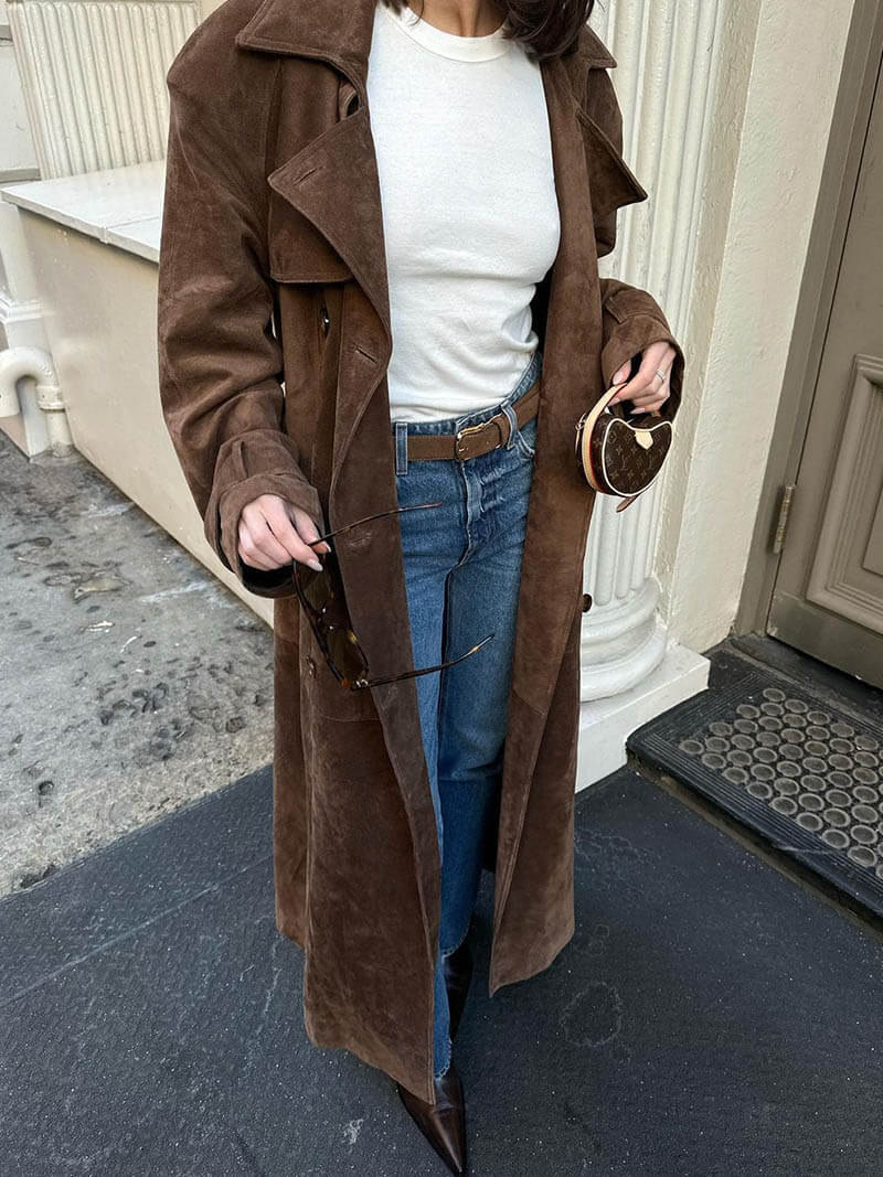 Ava Vegan Suede Trenchcoat